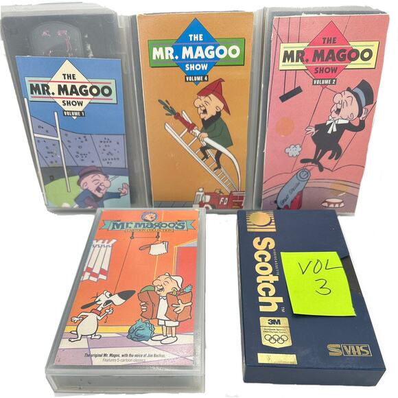 Mr. Magoo Show: Vol 1 2 3 4 6 1960 VHS Cartoon collection 5 tapes - Picture 1 of 7